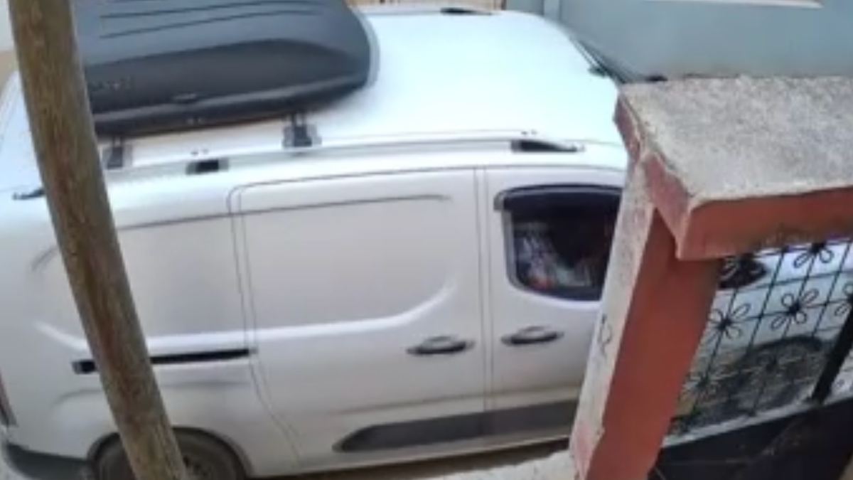 Adana’da kargocunun paketi aracından inmeyip bahçeye fırlattığı anlar kameraya yansıdı