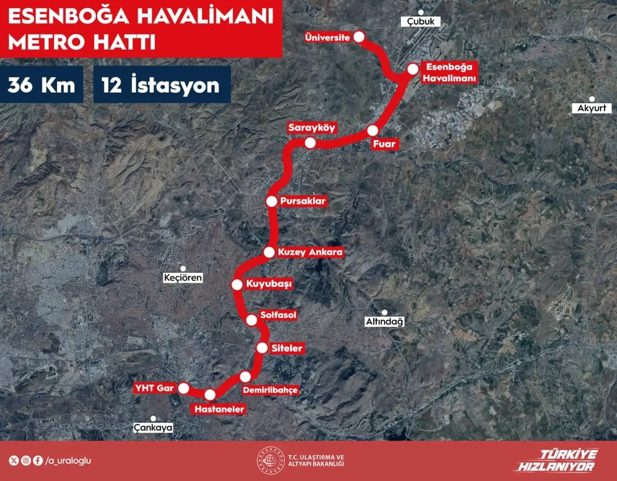 Ankara’da Esenboğa Havalimanı Metro Hattı 2026’da Başlıyor