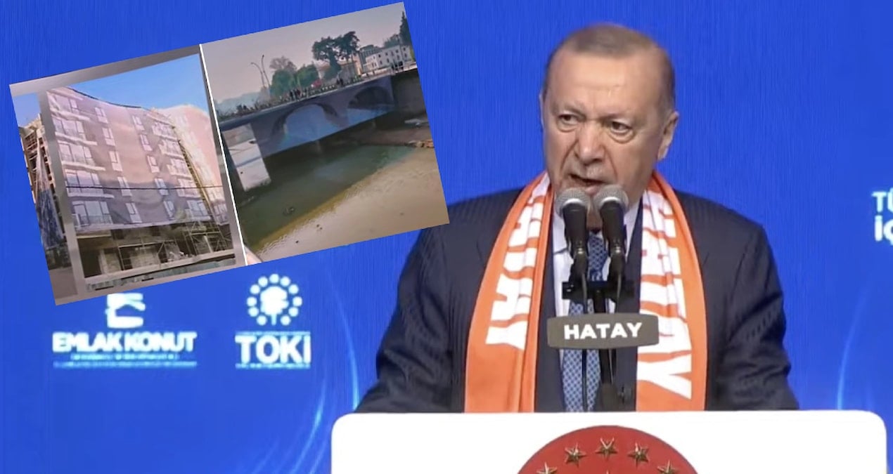 Erdoğan brandaların çekildiği Hatay’da konuştu: Şu binaların güzelliklerine bak