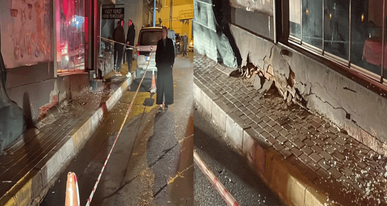 Sarıyer’de zemininde kayma oluşan bina gecekonduya yaslandı