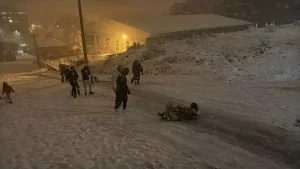 Alaçam’da Kar Eğlencesi