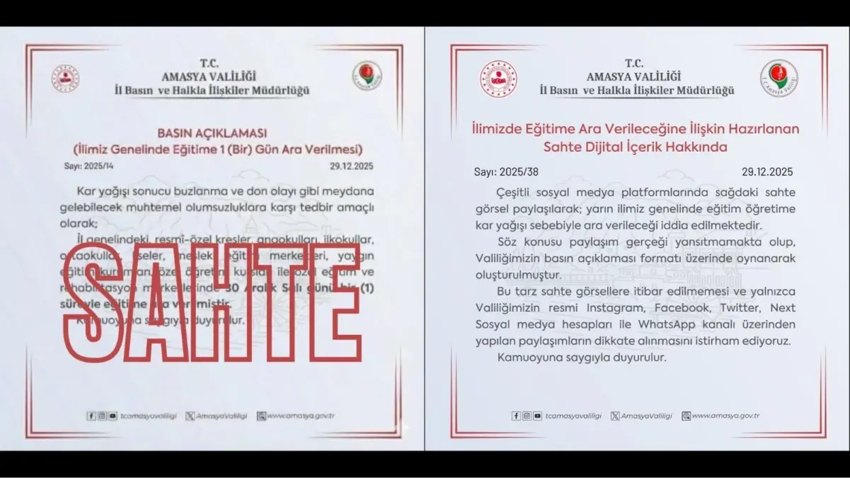 Amasya’da Kar Tatili İddiaları Asılsız