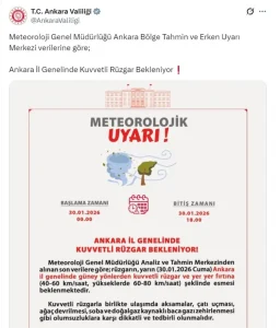 Ankara’da Fırtına Uyarısı