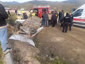 Bursa’da Devrilen Araçta Sürücü Yaralandı