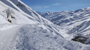 Çığ nedeniyle yolu kapanan minibüsler taziye evine yerleştirildi