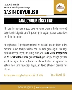 Elazığ’da Kar Sebebiyle Motorlu Araçlara Yasak