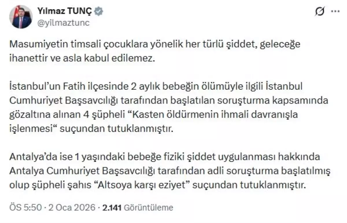 Fatih’te Bebeğin Ölümü: 4 Şüpheli Tutuklandı