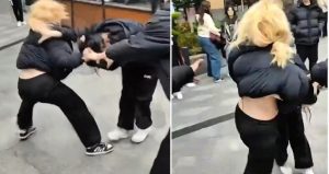 Genç kızlar AVM’de birbirine girdi! Erkekler tempo tuttu