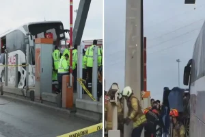 İstanbul’da korkunç kaza! Gişeye girmek isteyen araca otobüs çarptı