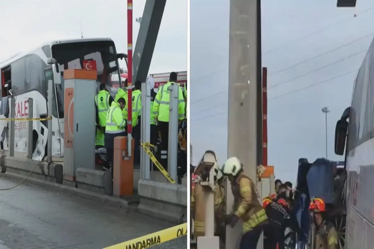 İstanbul’da korkunç kaza! Gişeye girmek isteyen araca otobüs çarptı