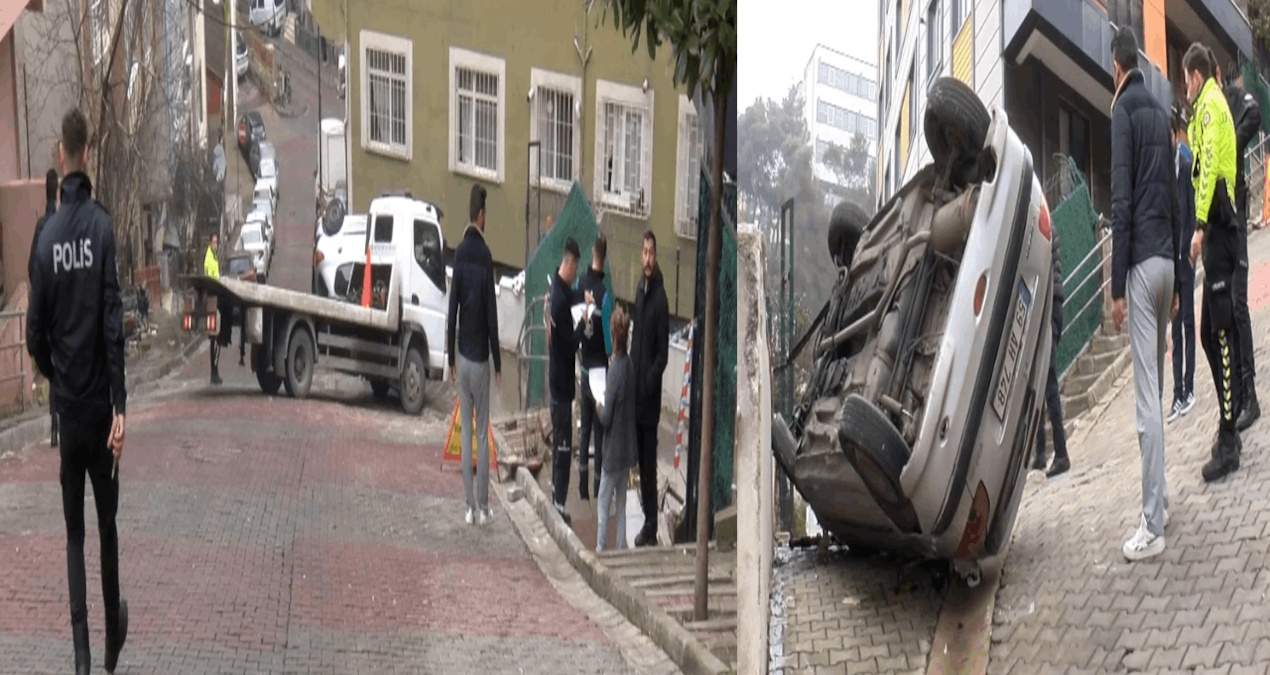Kağıthane’de 2 araca ve doğalgaz kutusuna çarparak takla attı