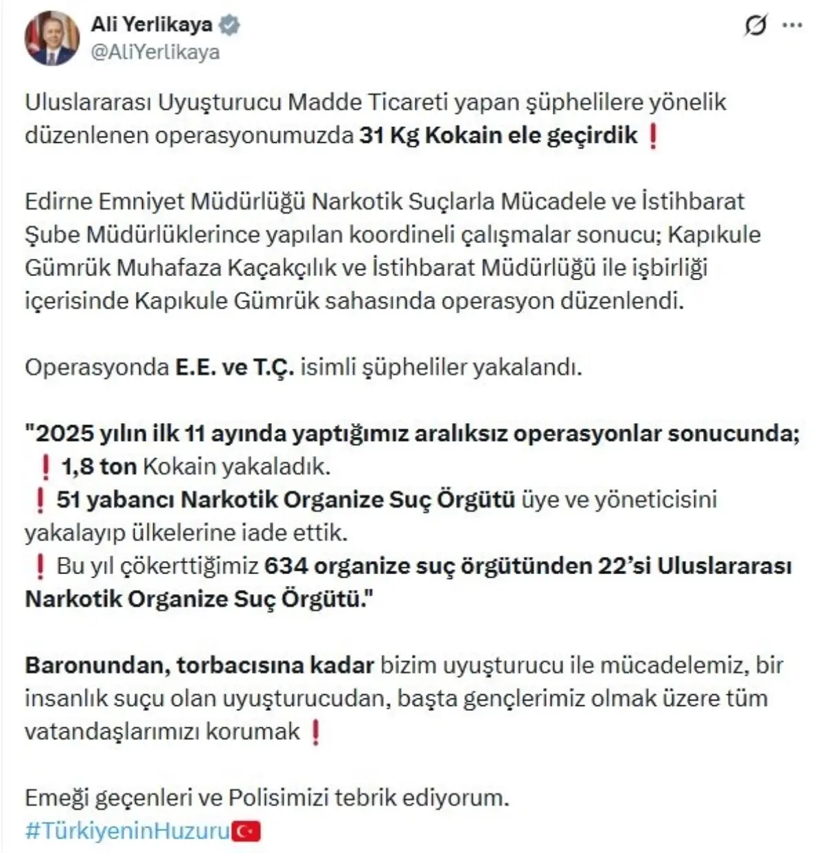 Kapıkule’de 31 kg Kokain Ele Geçirildi