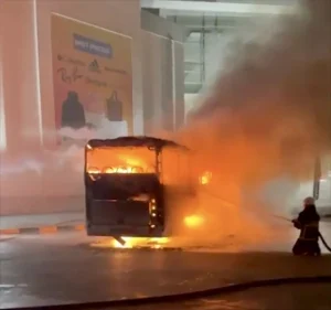 Kapıkule’de Otobüs Yangını