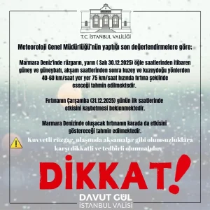 Marmara Denizi İçin Fırtına Uyarısı