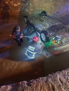 Pozantı’da Otomobil Dereye Düştü