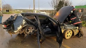 Sakarya’da köpeğe çarpmamak için direksiyonu kırdı