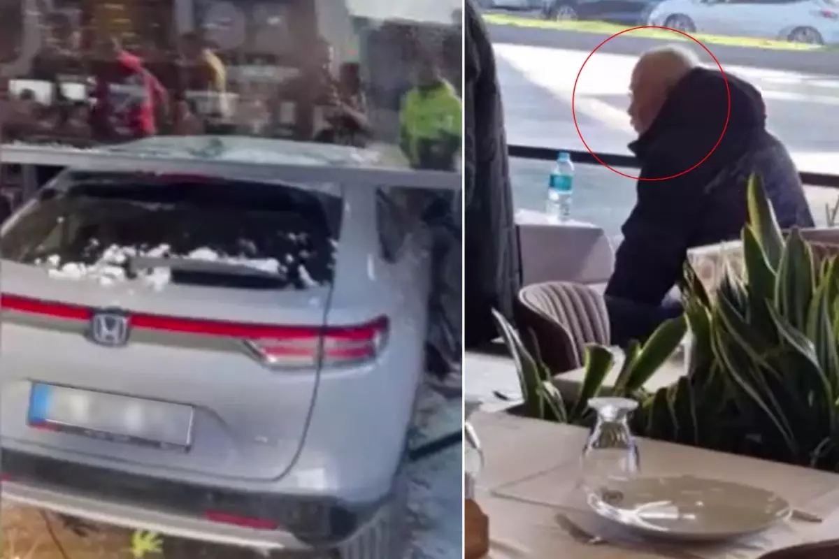 Ünlü sanatçı Cahit Berkay, kullandığı araçla restorana daldı