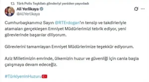 Yerlikaya’dan Emniyet Müdürlerine Tebrik