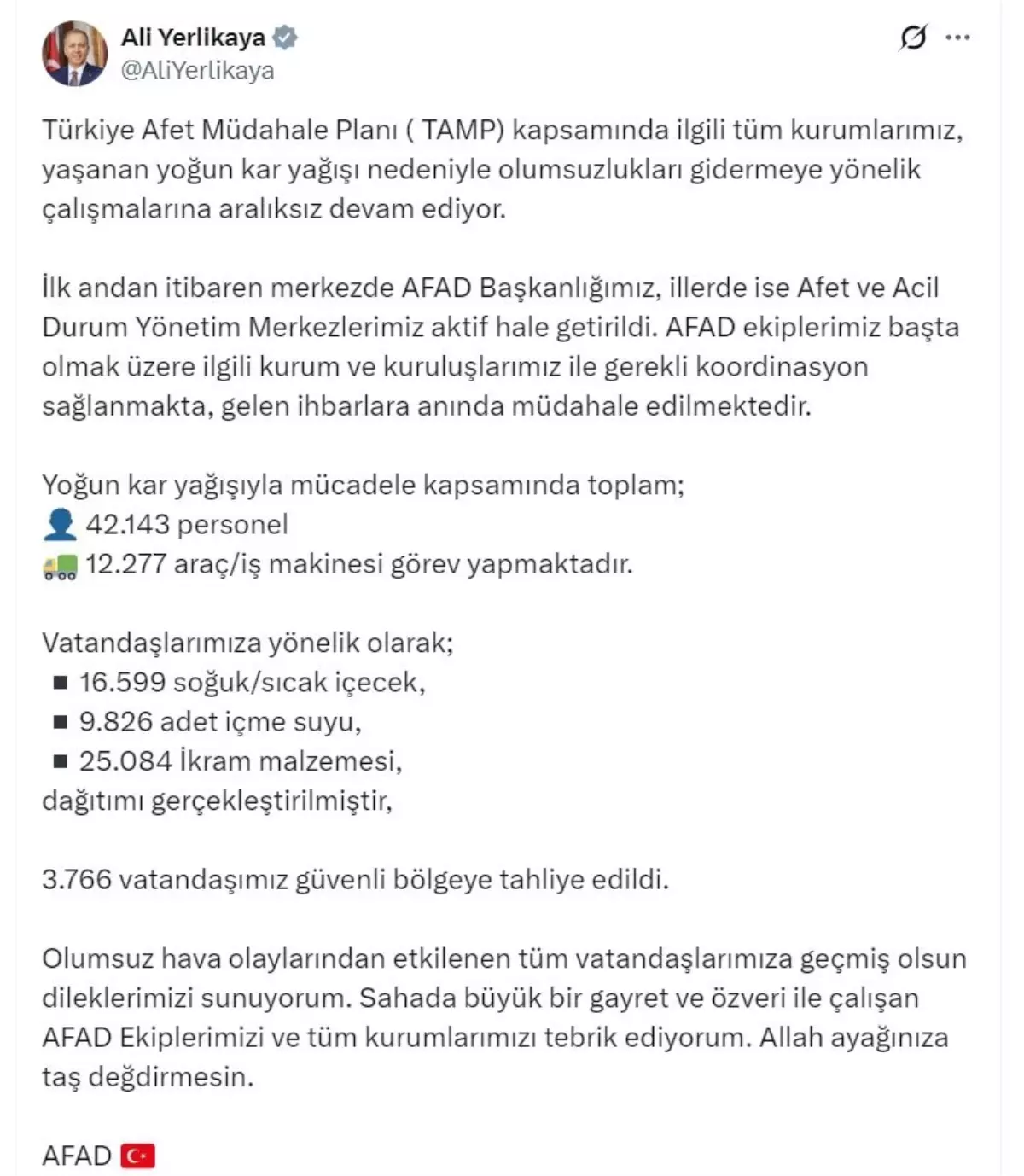 Yoğun Kar Yağışı: 3.766 Kişi Tahliye Edildi