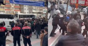 Asılan bu pankart sonrası gözaltına alındılar