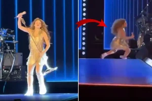 Dünyaca ünlü şarkıcıdan korkutan kaza! Dengesini kaybedip yere düştü