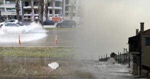 Ege’yi fırtına vurdu; deniz taştı, yollar su altında kaldı