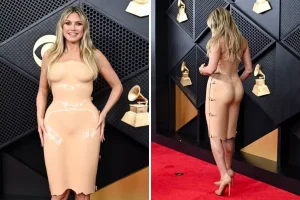 Heidi Klum’un Grammy’deki çıplak illüzyonlu elbisesi “Yok Artık” dedirtti