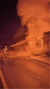 Kestel’de Yangın Korkuttu: Mısır Yüklü TIR Alev Alev Yandı