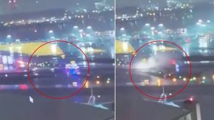 ABD’de iniş yapan yolcu uçağı hizmet aracına çarptı