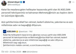 ASELSAN Genel Müdürü Akyol’dan Taziye Mesajı