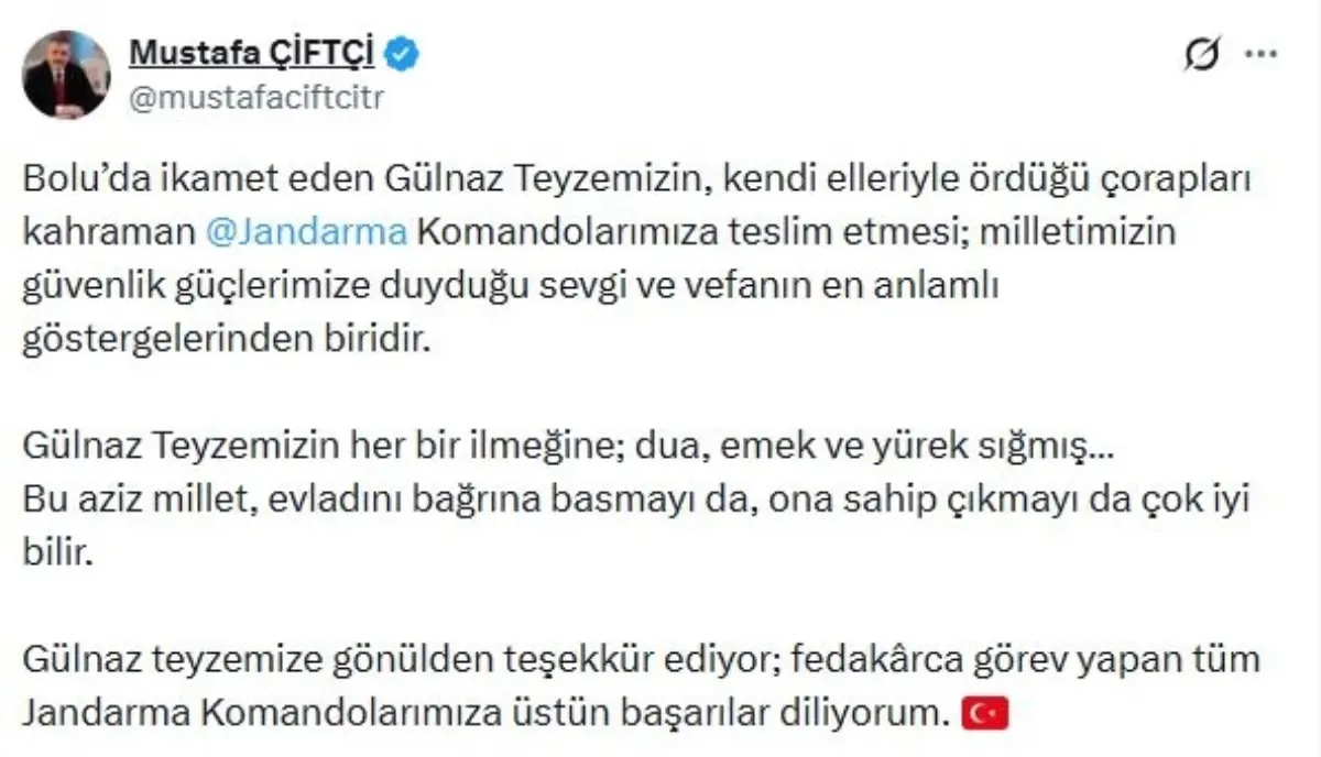 Bakan Çiftçi’den Gülnaz Teyze’ye Teşekkür