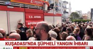 Belediye Başkanı gözaltına alınan Kuşadası’nda basın açıklamasına itfaiye engel oldu