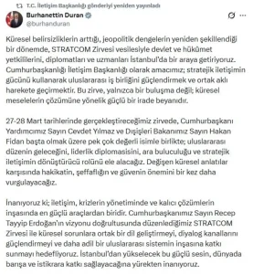Burhanettin Duran: Küresel sorunlara ortak bir dil geliştirmeyi hedefliyoruz