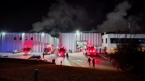 Çerkezköy’de Fabrika Bacasında Yangın