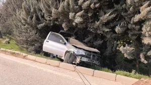 İnegöl’de Ağaca Çarpan Otomobilin Sürücüsü Yaralandı