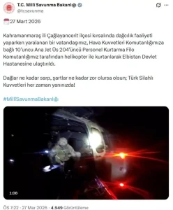 Kahramanmaraş’ta Dağcı Kurtarıldı