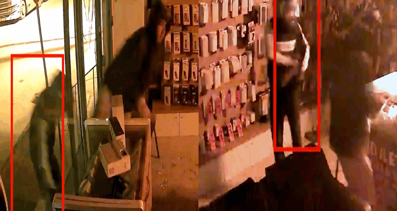 Kaldırım taşıyla vitrin kırıp telefonları çaldılar