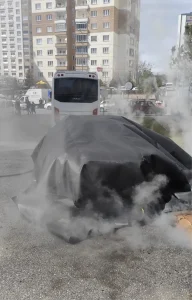 Kayseri’de Elektrikli Araç Yangını Kolayca Söndürüldü
