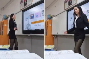 Kıyafetiyle gündem olan bir öğretmen daha