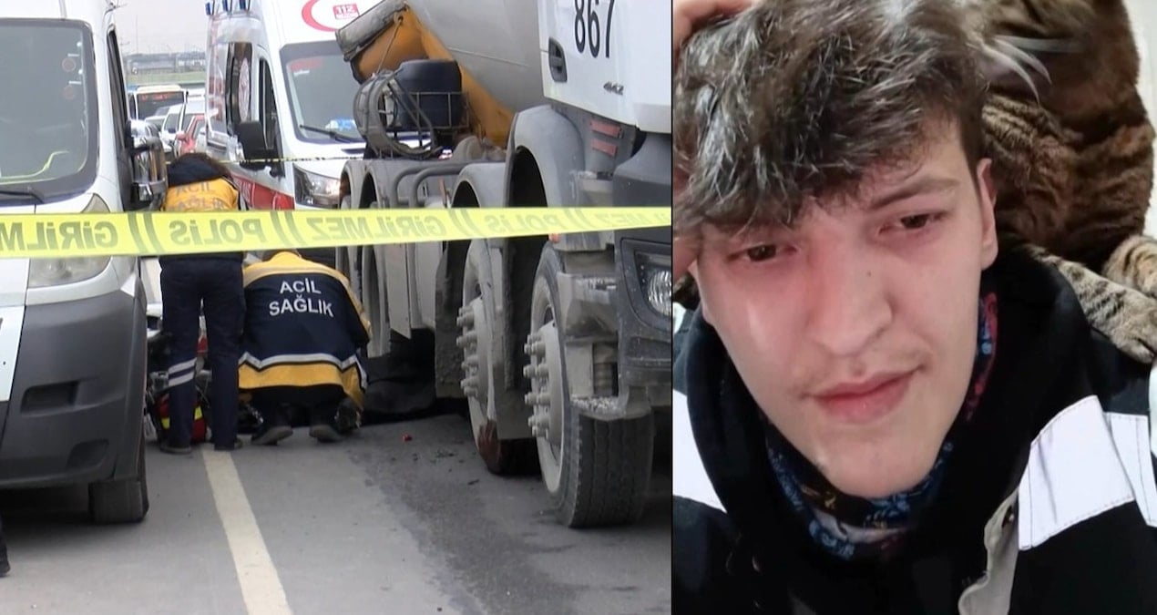 Korkunç kaza: Minibüse çarptıktan sonra üzerinden beton mikseri geçen motosikletli öldü