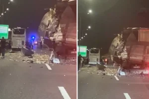 Kuzey Marmara Otoyolu’nda tır ile yolcu otobüsü çarpıştı, 10 kişi yaralandı