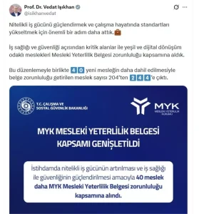 Mesleki Yeterlilik Belgesi 244 Mesleğe Çıktı