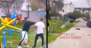 Parktaki kavgada bir çocuk aldığı darbelerden bayıldı! İşte o anlar