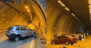 Tünel girişinde iki otomobil çarpıştı, 7 yaralı