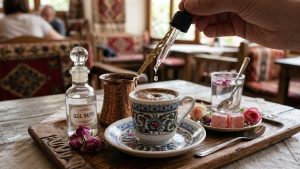 Türk kahvesine birkaç damla gül suyu eklemenin etkisi