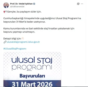 Ulusal Staj Programı Başvuruları Uzatıldı