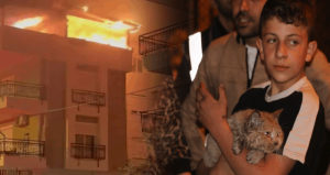 Yangında dairede mahsur kalan ‘Duman’ı itfaiye kurtardı