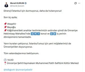 Bakan Kurum: Ümraniye’de 591 konut ve 28 iş yerinin dönüşümünü tamamladık
